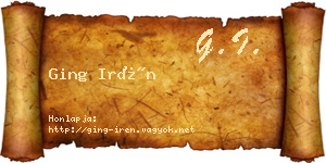 Ging Irén névjegykártya